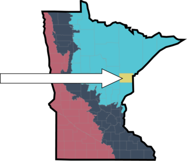 Map of Minnesota with Carlton County highlighted