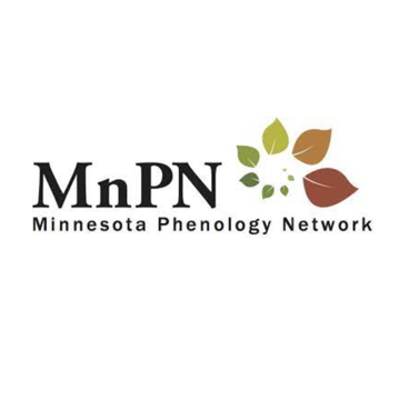Minnesota Phenology Network logo features a graphic with leaves arranged in a spiral. The leaves have a gradient of color, from green to red.